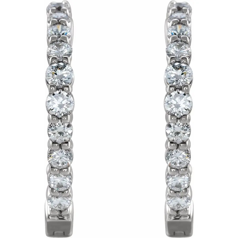 1 CT Lab-Grown Diamond Hoop Earrings in 14K Gold
