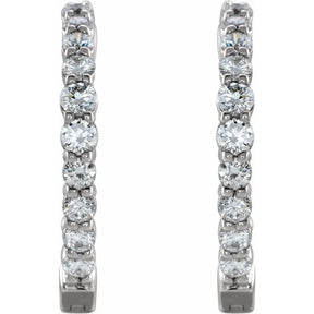 1 CT Lab-Grown Diamond Hoop Earrings in 14K Gold