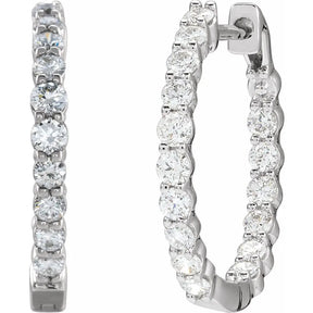 1 CT Lab-Grown Diamond Hoop Earrings in 14K Gold