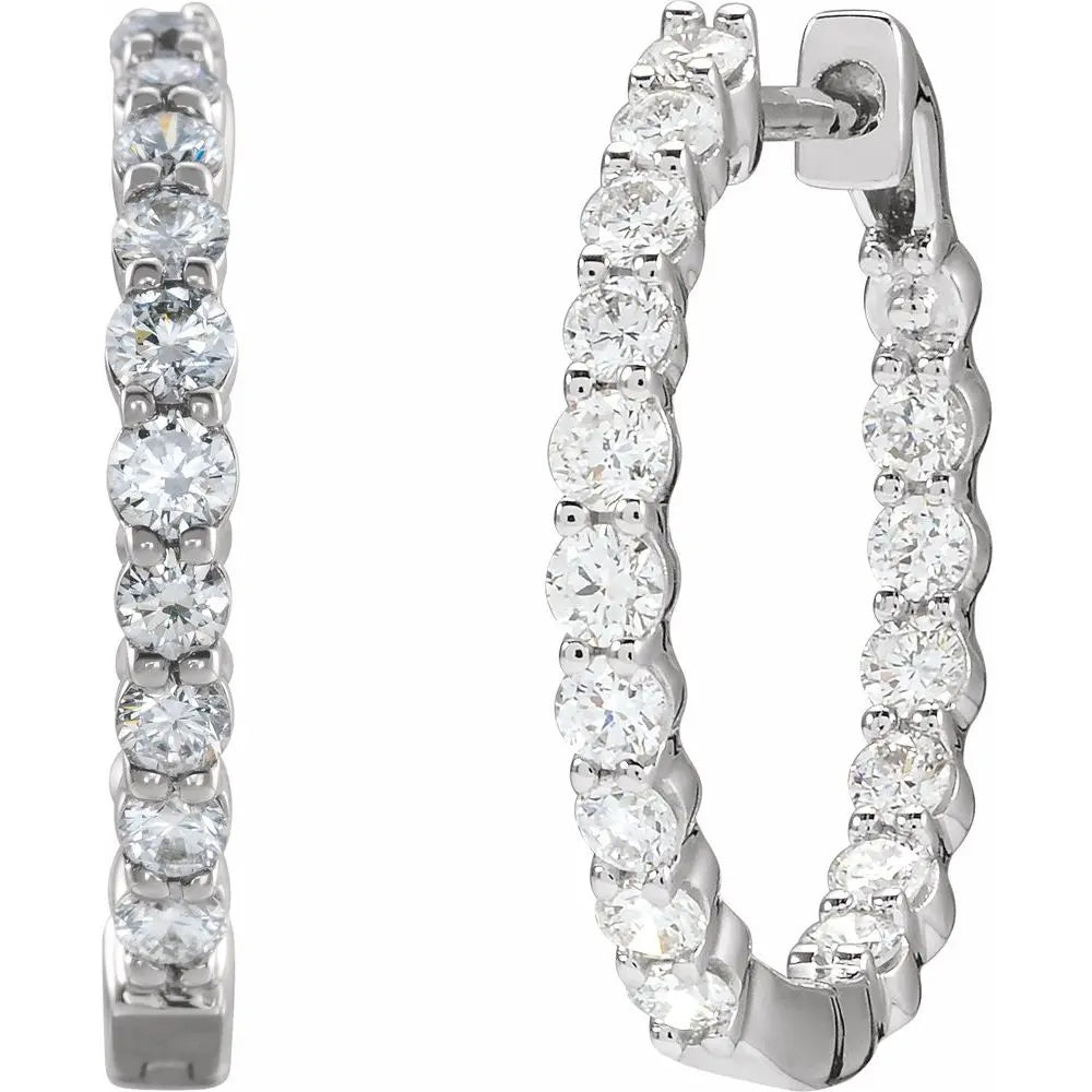 1 CT Lab-Grown Diamond Hoop Earrings in 14K Gold