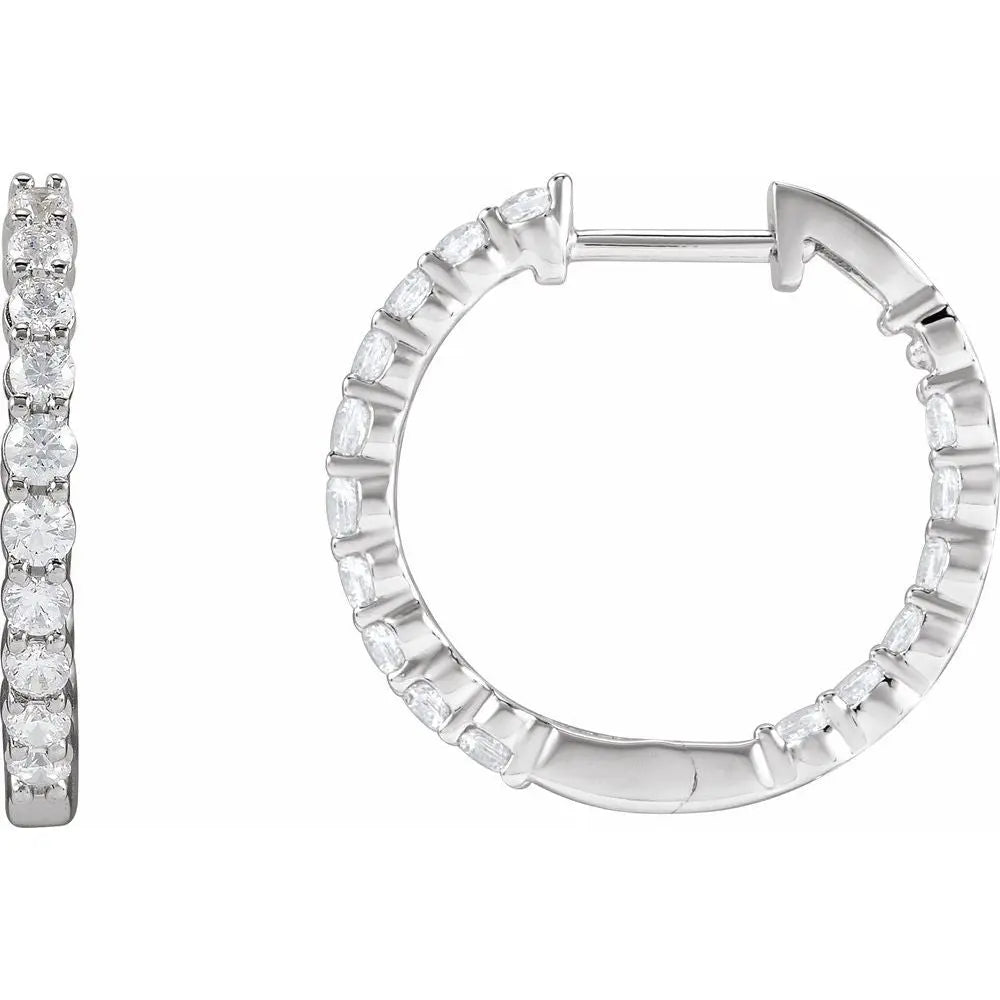 1 CT Lab-Grown Diamond Hoop Earrings in 14K Gold