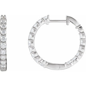 1 CT Lab-Grown Diamond Hoop Earrings in 14K Gold