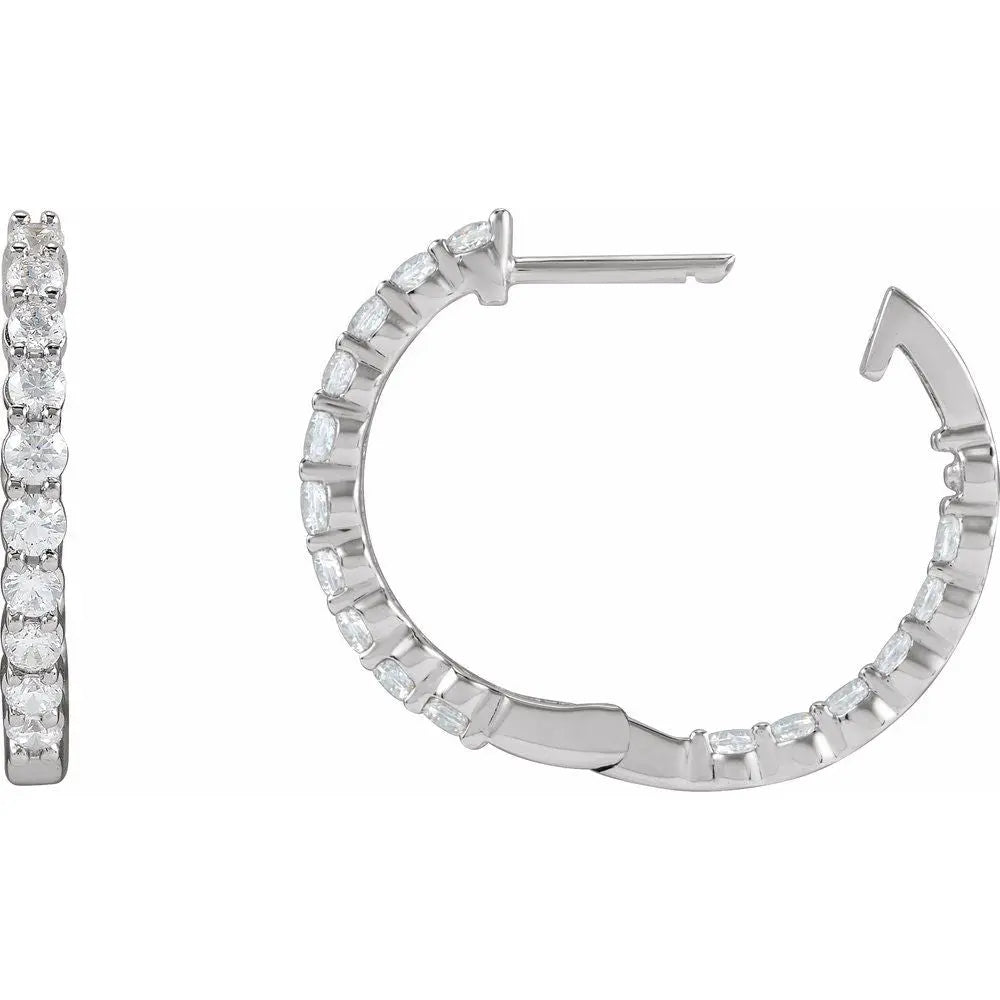 1 CT Lab-Grown Diamond Hoop Earrings in 14K Gold