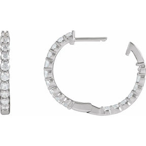 1 CT Lab-Grown Diamond Hoop Earrings in 14K Gold