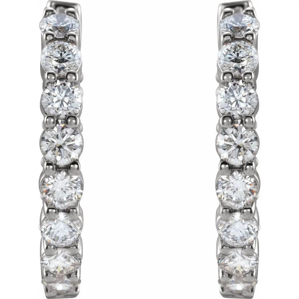 2 CT Lab-Grown Diamond Hoop Earrings in 14K Gold