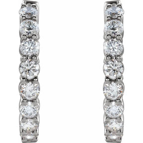 2 CT Lab-Grown Diamond Hoop Earrings in 14K Gold
