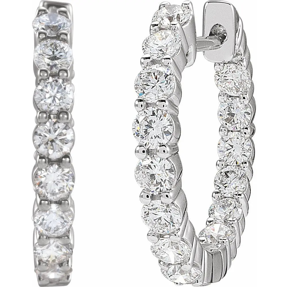 2 CT Lab-Grown Diamond Hoop Earrings in 14K Gold