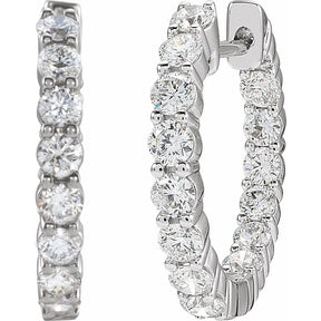 2 CT Lab-Grown Diamond Hoop Earrings in 14K Gold
