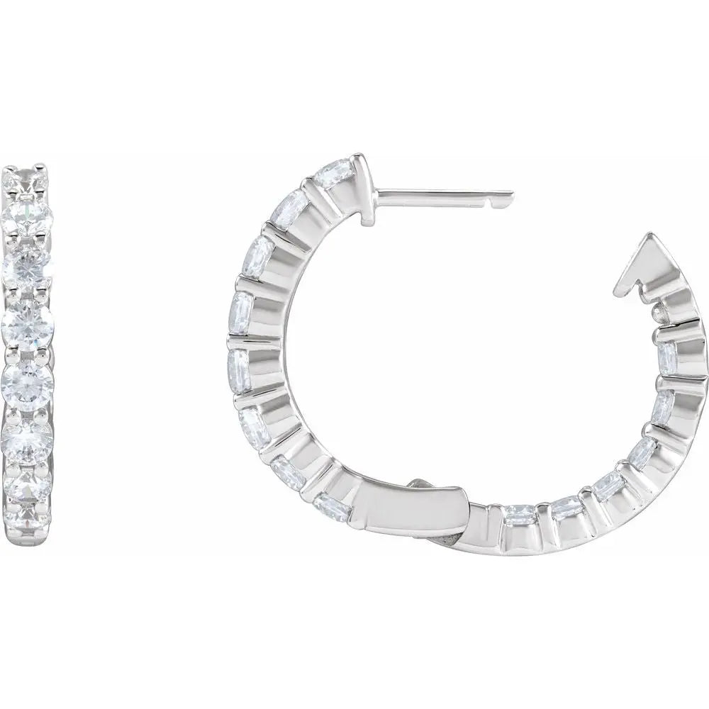 2 CT Lab-Grown Diamond Hoop Earrings in 14K Gold