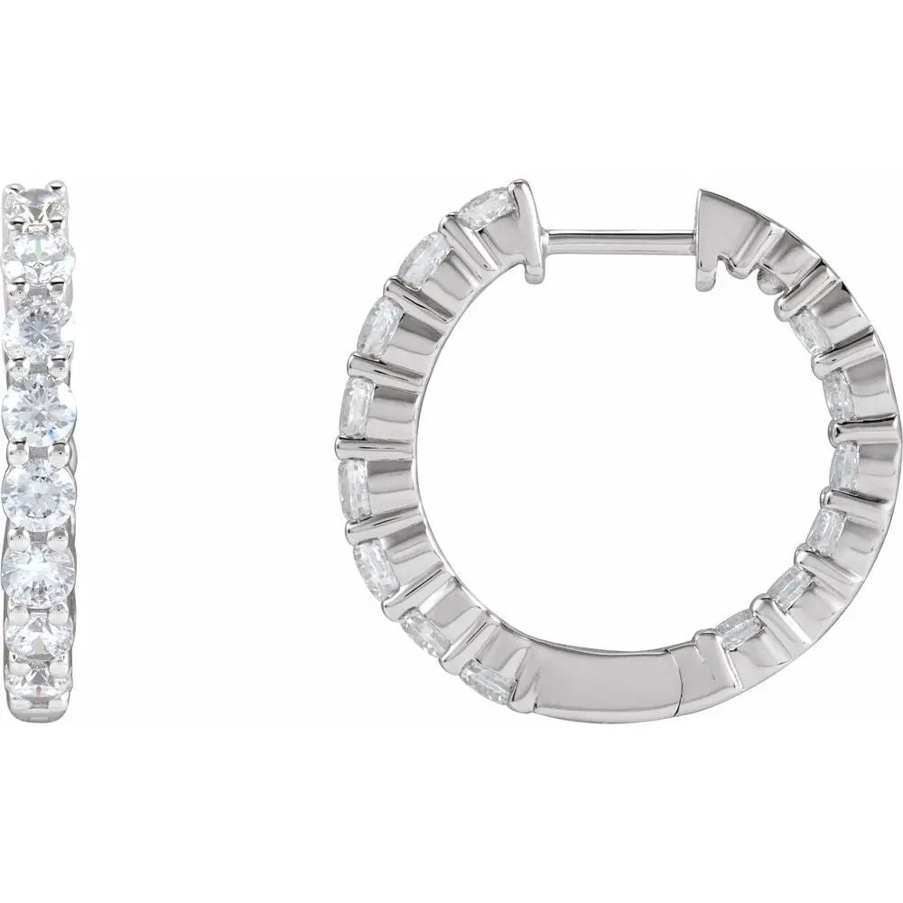 2 CT Lab-Grown Diamond Hoop Earrings in 14K Gold