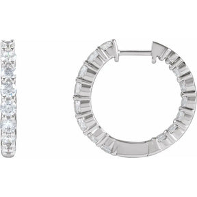 2 CT Lab-Grown Diamond Hoop Earrings in 14K Gold