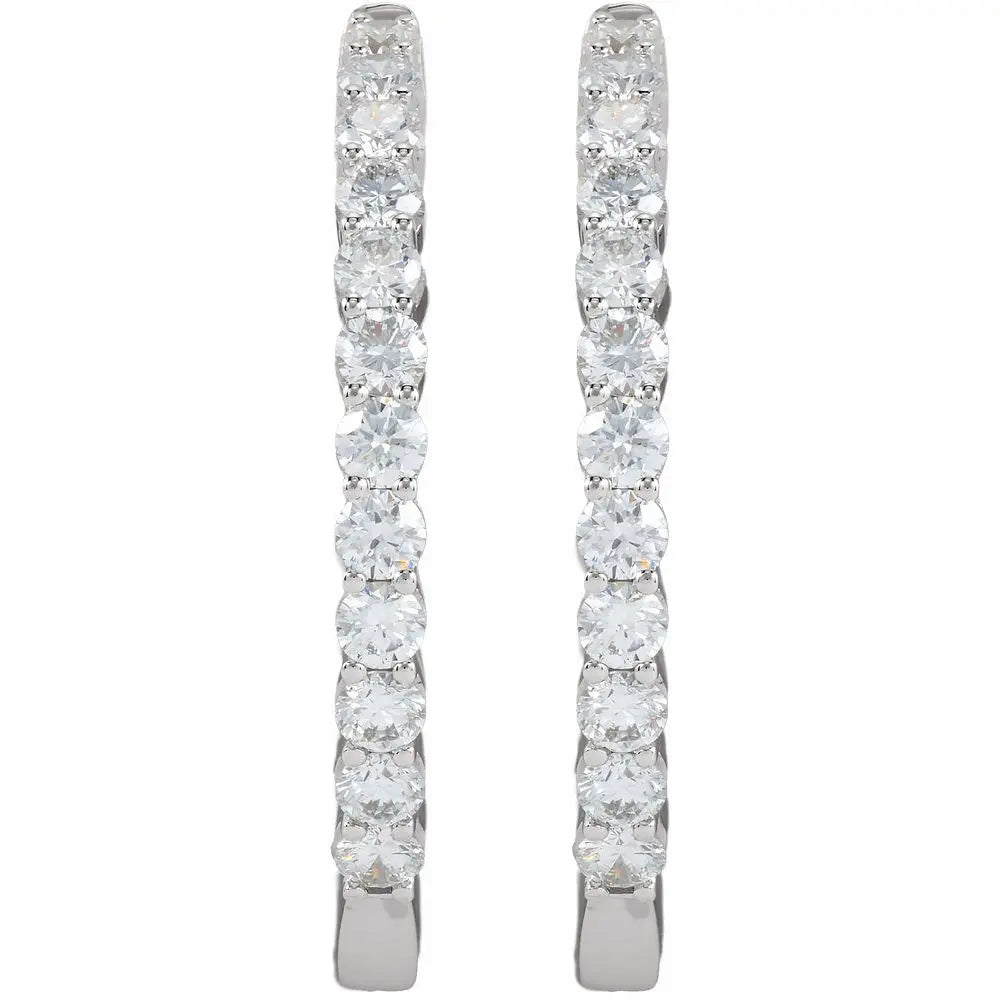 3 CT Lab-Grown Diamond Hoop Earrings in 14K Gold