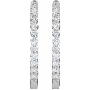 3 CT Lab-Grown Diamond Hoop Earrings in 14K Gold