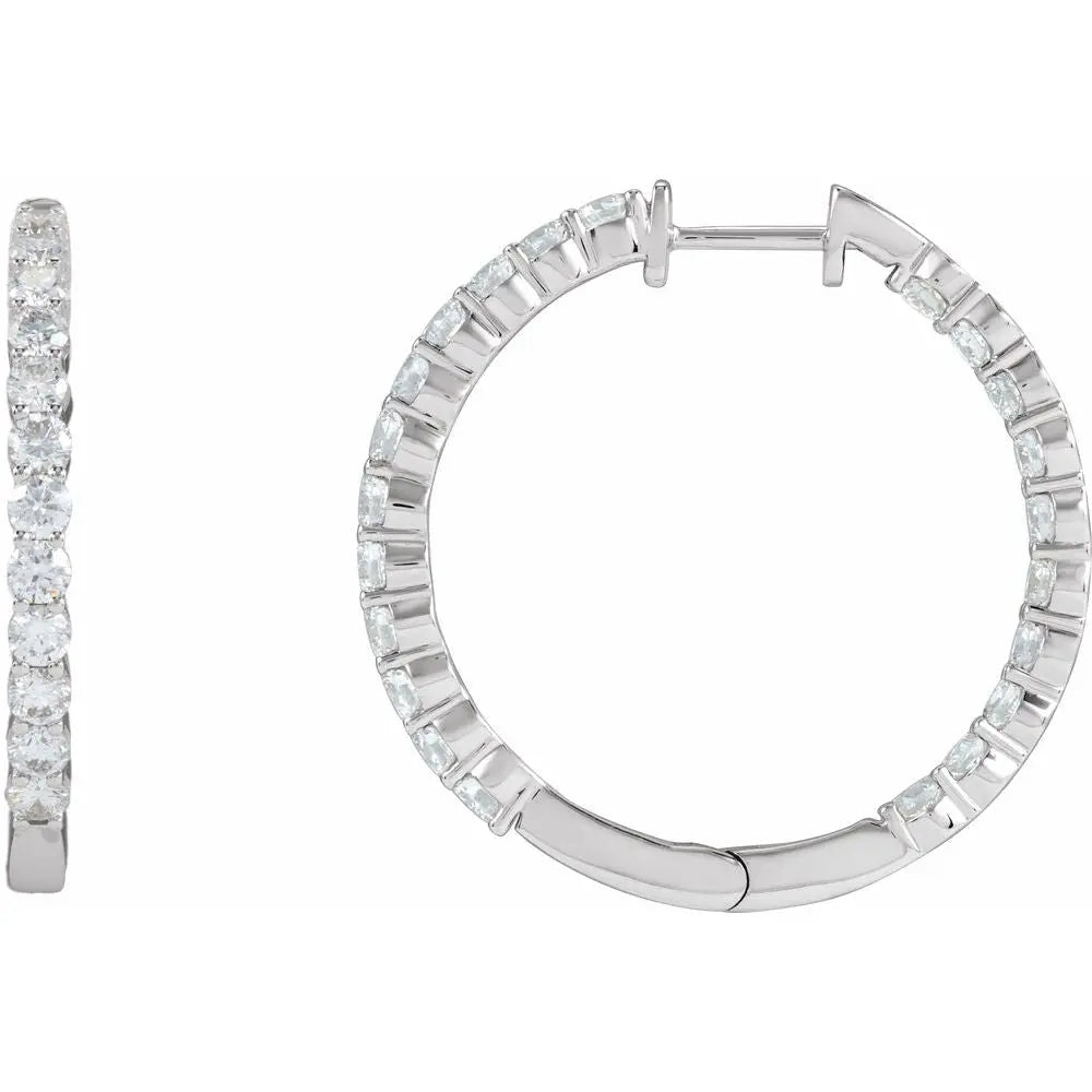 3 CT Lab-Grown Diamond Hoop Earrings in 14K Gold