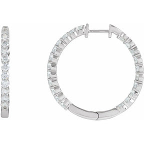 3 CT Lab-Grown Diamond Hoop Earrings in 14K Gold
