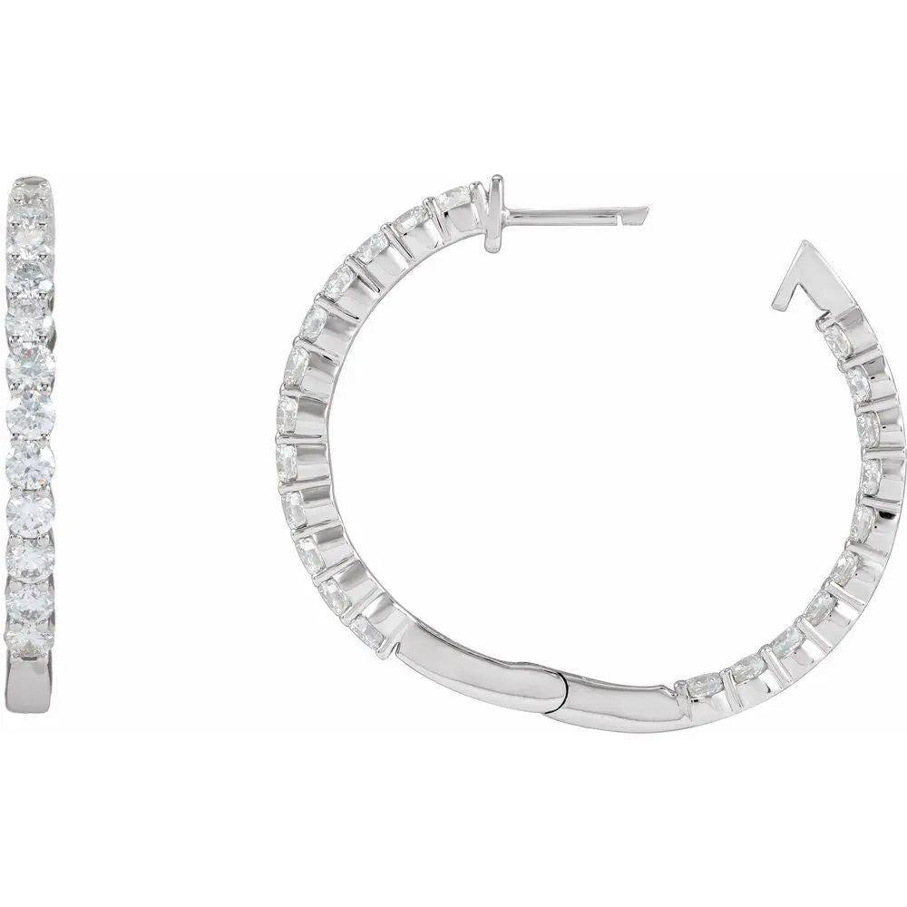 3 CT Lab-Grown Diamond Hoop Earrings in 14K Gold