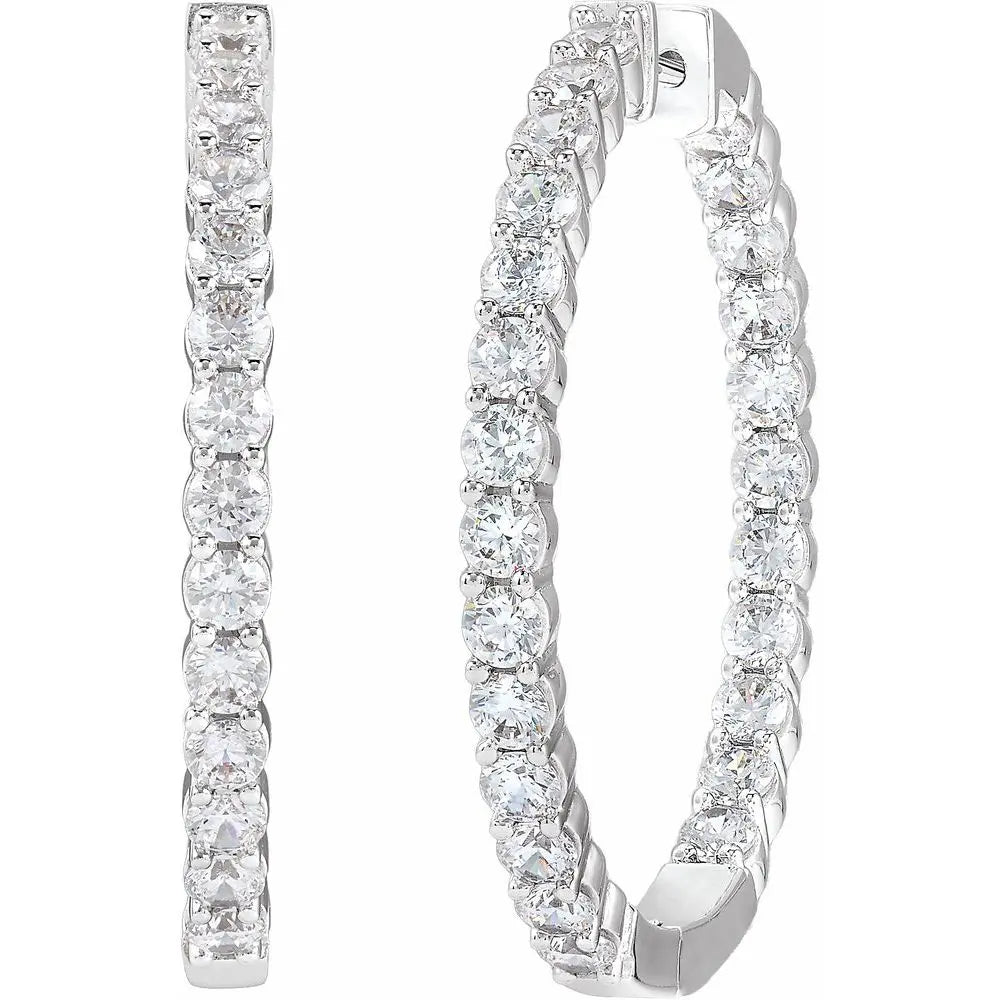 4 CT Lab-Grown Diamond Hoop Earrings in 14K Gold