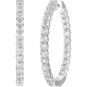 4 CT Lab-Grown Diamond Hoop Earrings in 14K Gold