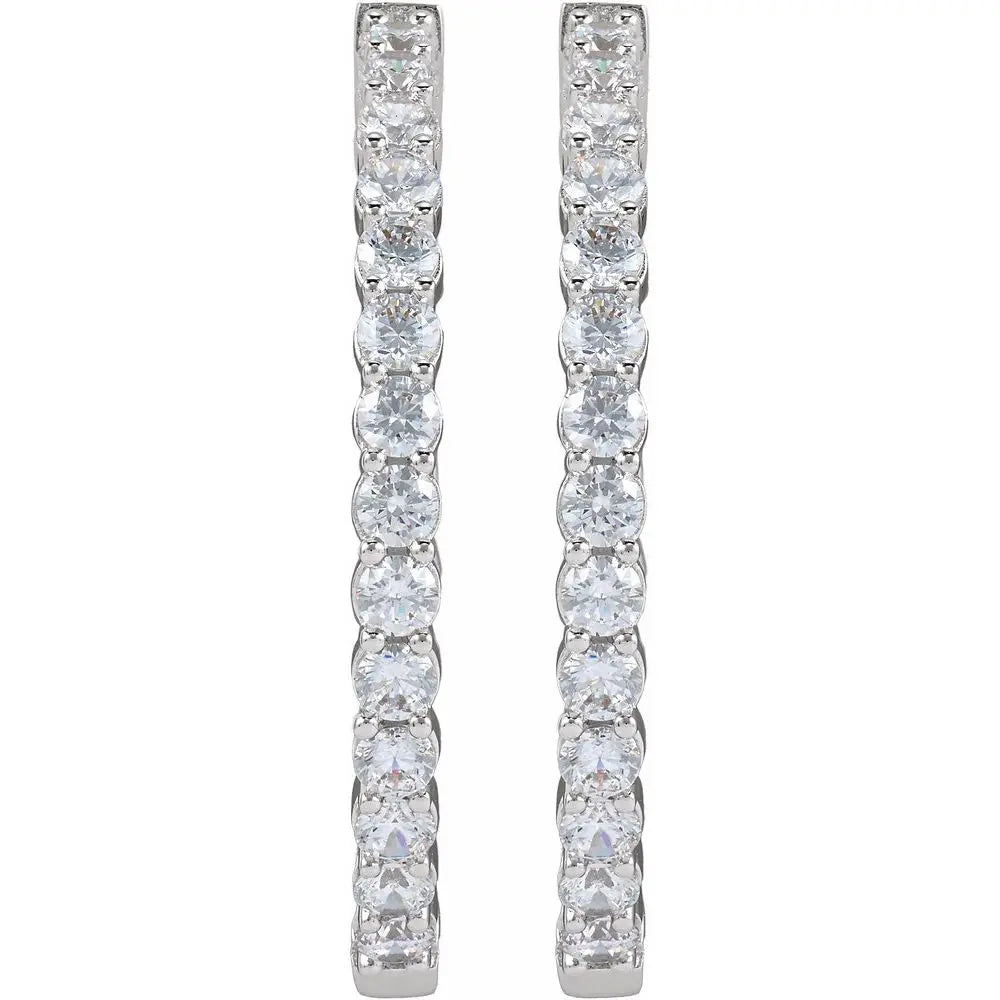 4 CT Lab-Grown Diamond Hoop Earrings in 14K Gold