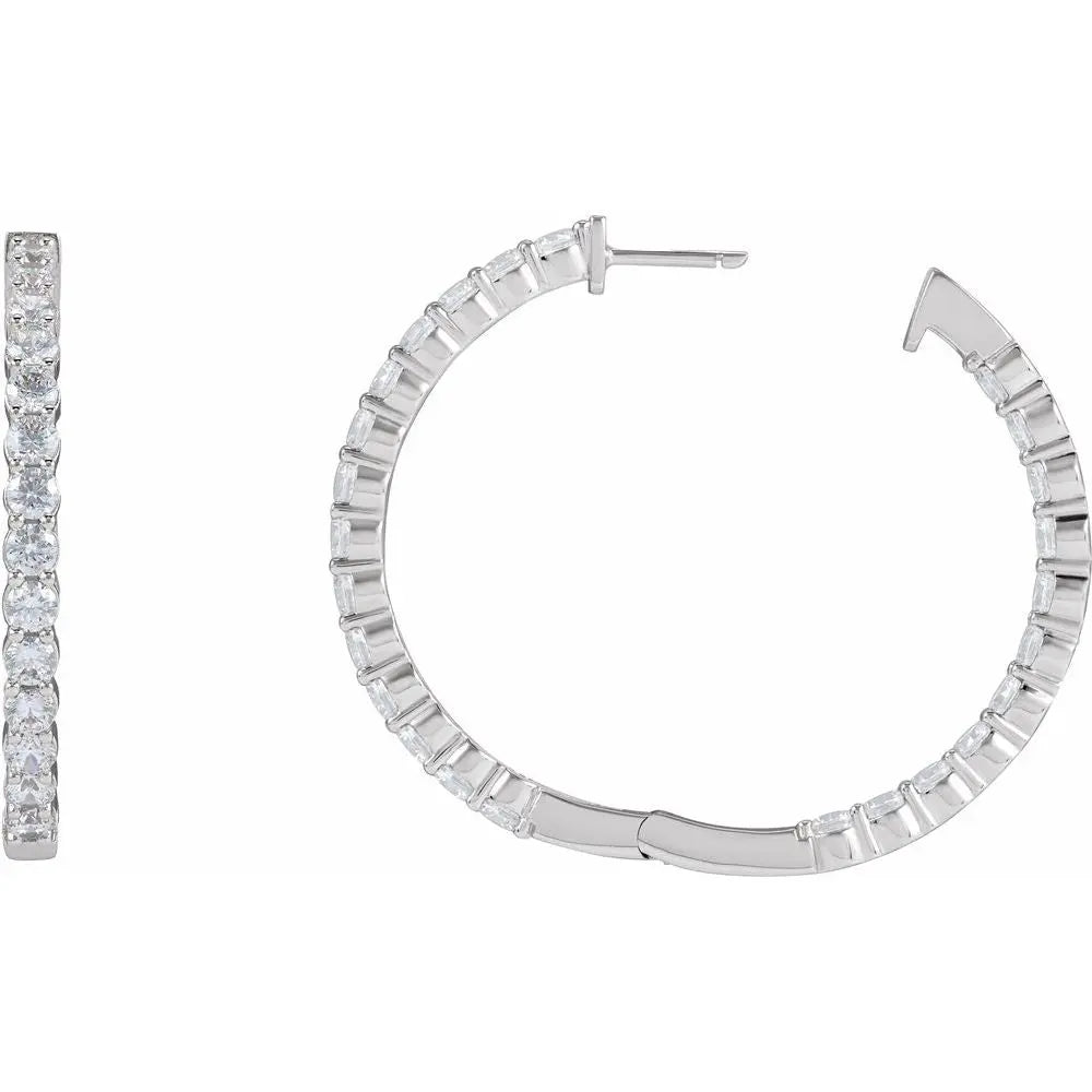 4 CT Lab-Grown Diamond Hoop Earrings in 14K Gold