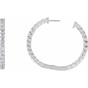 4 CT Lab-Grown Diamond Hoop Earrings in 14K Gold