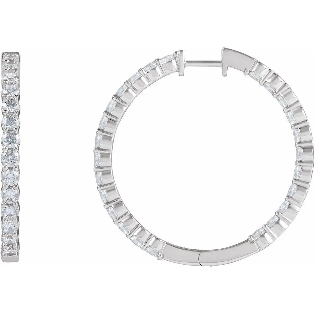 4 CT Lab-Grown Diamond Hoop Earrings in 14K Gold