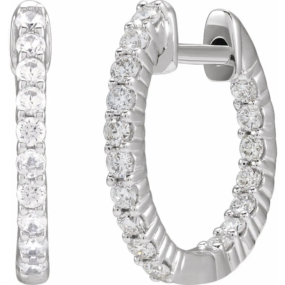 1/2 CT Lab-Grown Diamond Hoop Earrings in 14K Gold