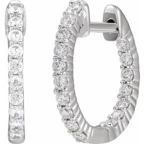 1/2 CT Lab-Grown Diamond Hoop Earrings in 14K Gold