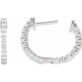 1/2 CT Lab-Grown Diamond Hoop Earrings in 14K Gold