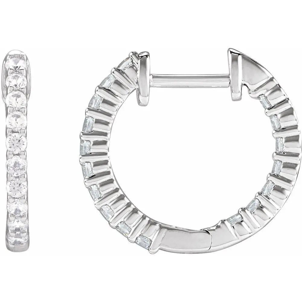 1/2 CT Lab-Grown Diamond Hoop Earrings in 14K Gold