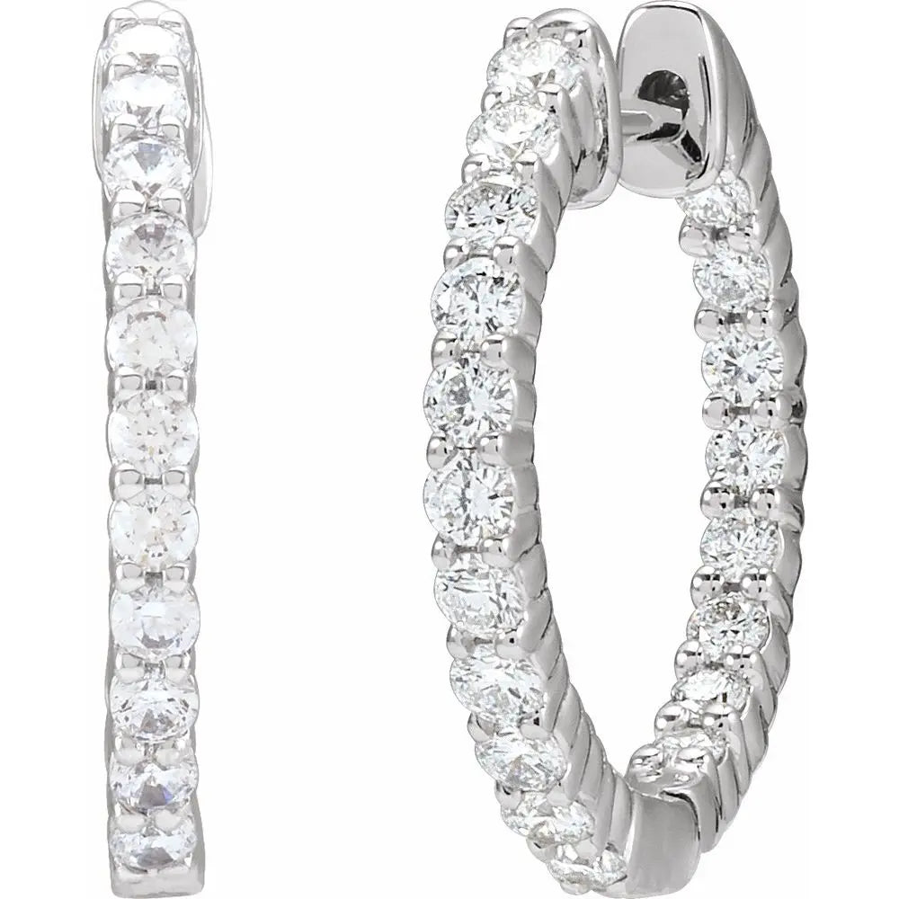 3/4 CT Lab-Grown Diamond Hoop Earrings in 14K Gold
