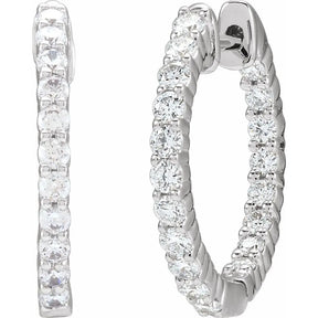3/4 CT Lab-Grown Diamond Hoop Earrings in 14K Gold