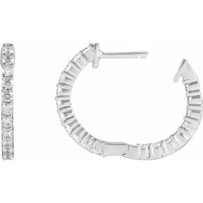 3/4 CT Lab-Grown Diamond Hoop Earrings in 14K Gold