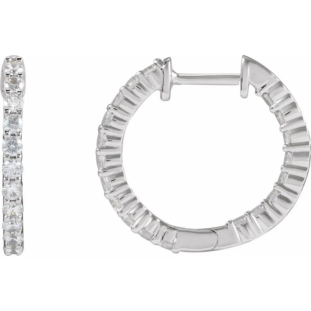 3/4 CT Lab-Grown Diamond Hoop Earrings in 14K Gold