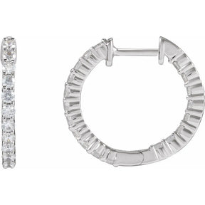 3/4 CT Lab-Grown Diamond Hoop Earrings in 14K Gold