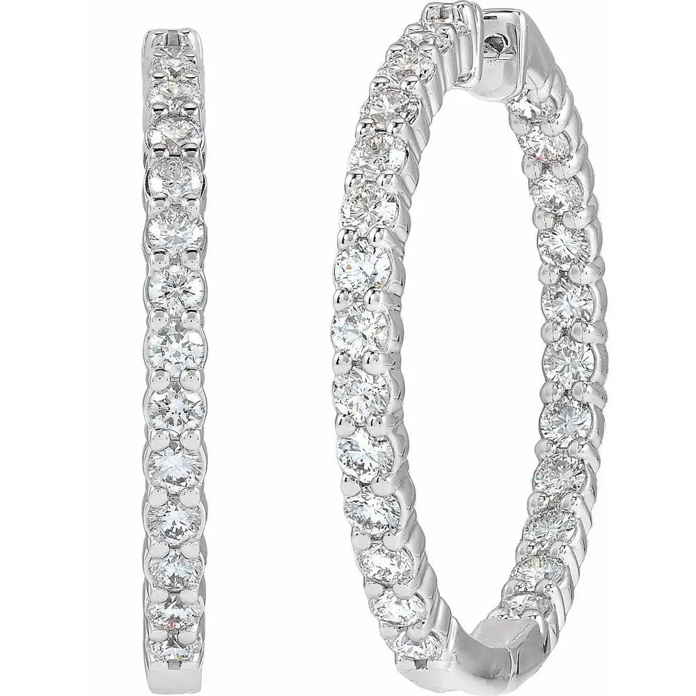 5 CT Lab-Grown Diamond Hoop Earrings in 14K Gold