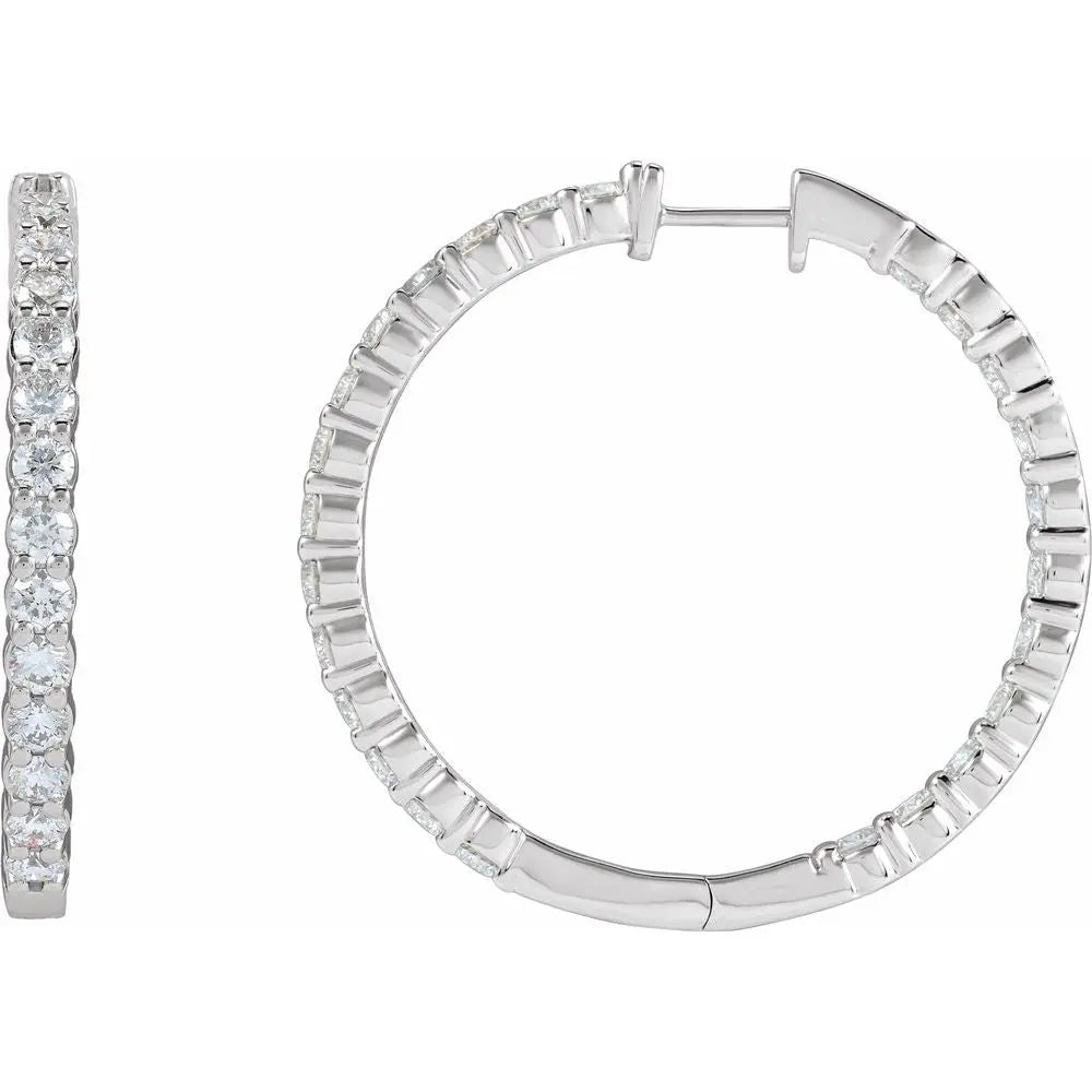 5 CT Lab-Grown Diamond Hoop Earrings in 14K Gold