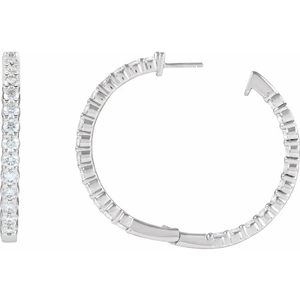 5 CT Lab-Grown Diamond Hoop Earrings in 14K Gold