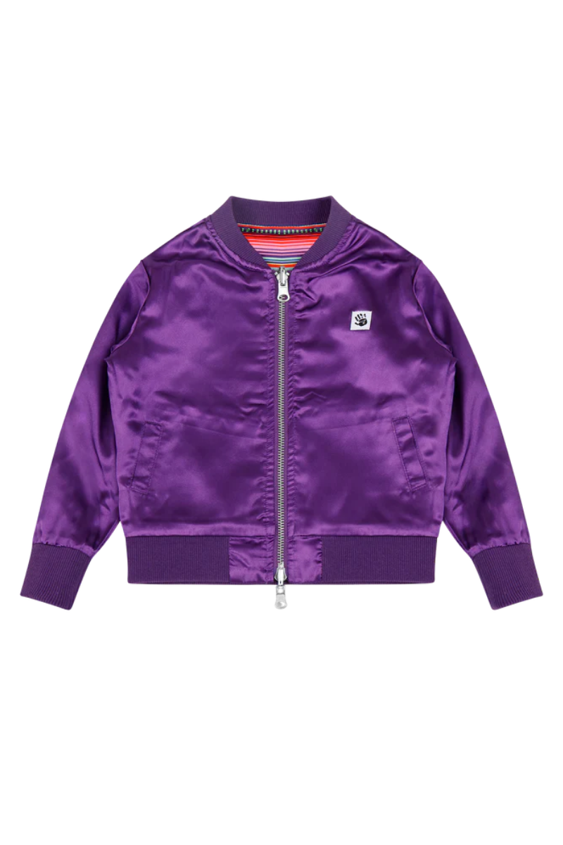 Kids Reversible Zip up Lightweight Bomber Jacket - Purple Multicolor Stripe