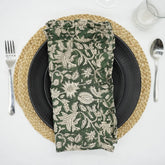 Classic Indian Block Print Pure Linen Frill Napkins Set of 4 - Manikarnika