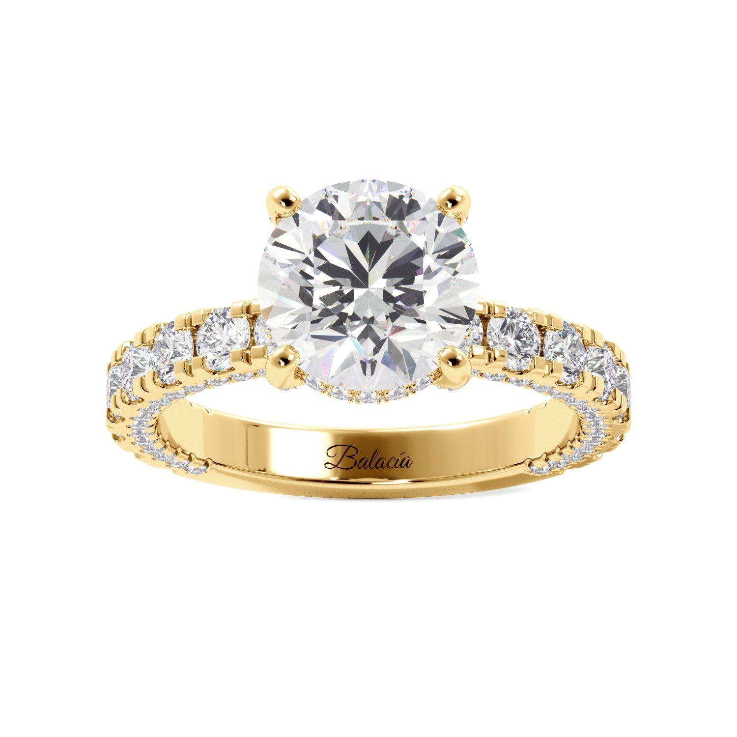 Round Diamond Iced Out Micropave Engagement Ring