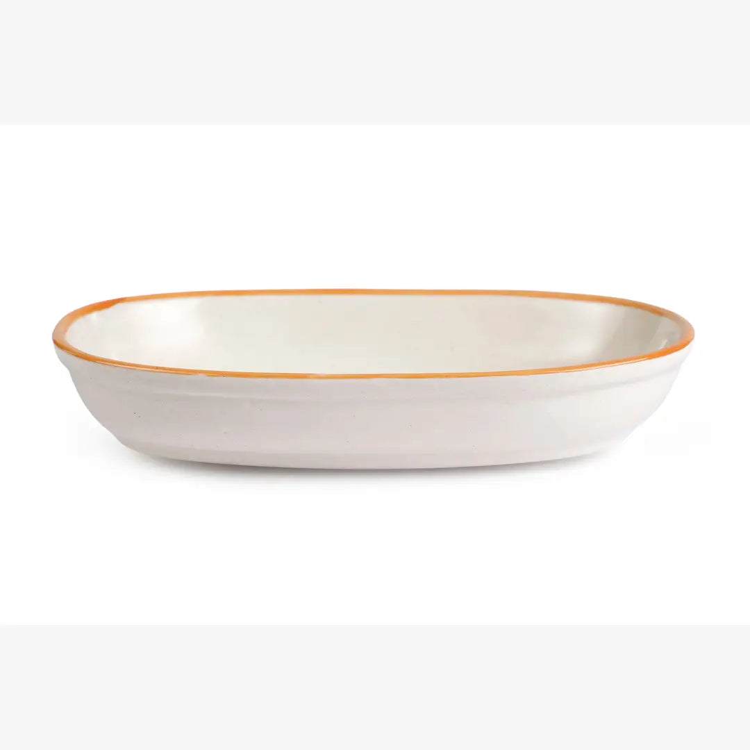 Handmade Ceramic Serving Bowl - Amber , 1.5 x 8 x 4 Inches (Set of 2)