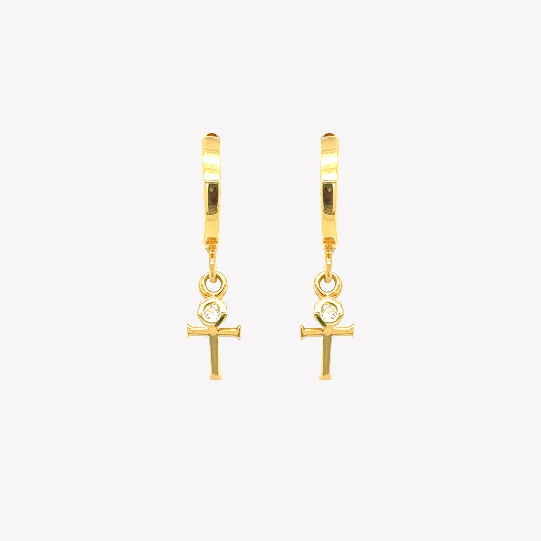 Calvary Cross Huggie Hoop Earrings