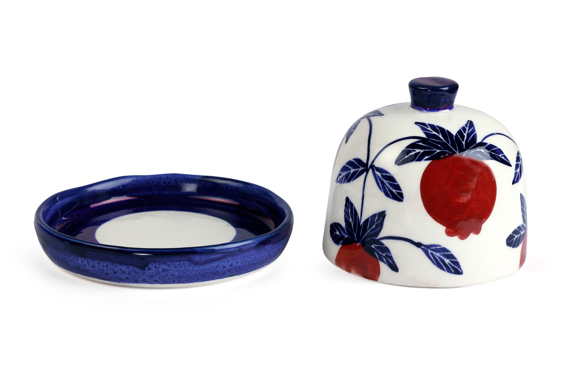 Ceramic Anaar Butter Dish, Red - 5 x 5.5 Inches