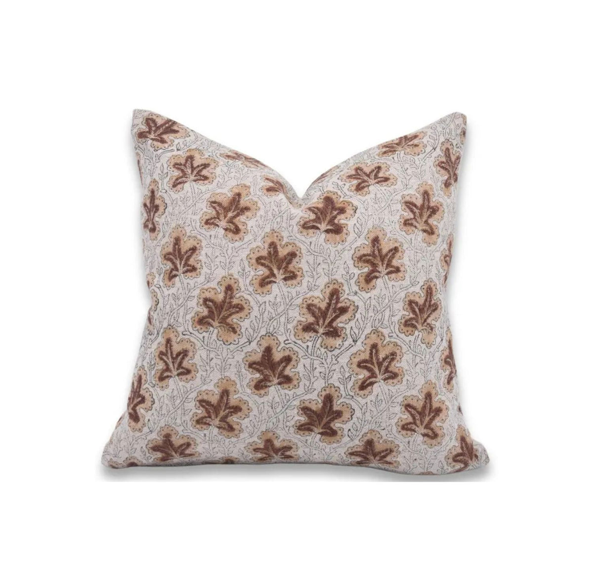 Handmade Floral Thick Linen Block Print Cushion Cover - Pushp Samhita