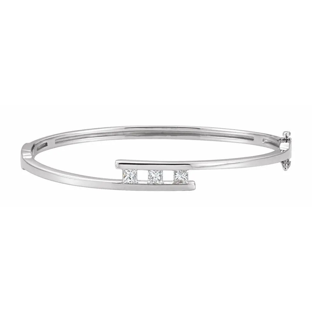 5/8 CT Natural Princess Cut Diamond Bangle in 14K Gold