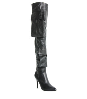 Stylish Leather Thigh-High Boots with Pockets Illa