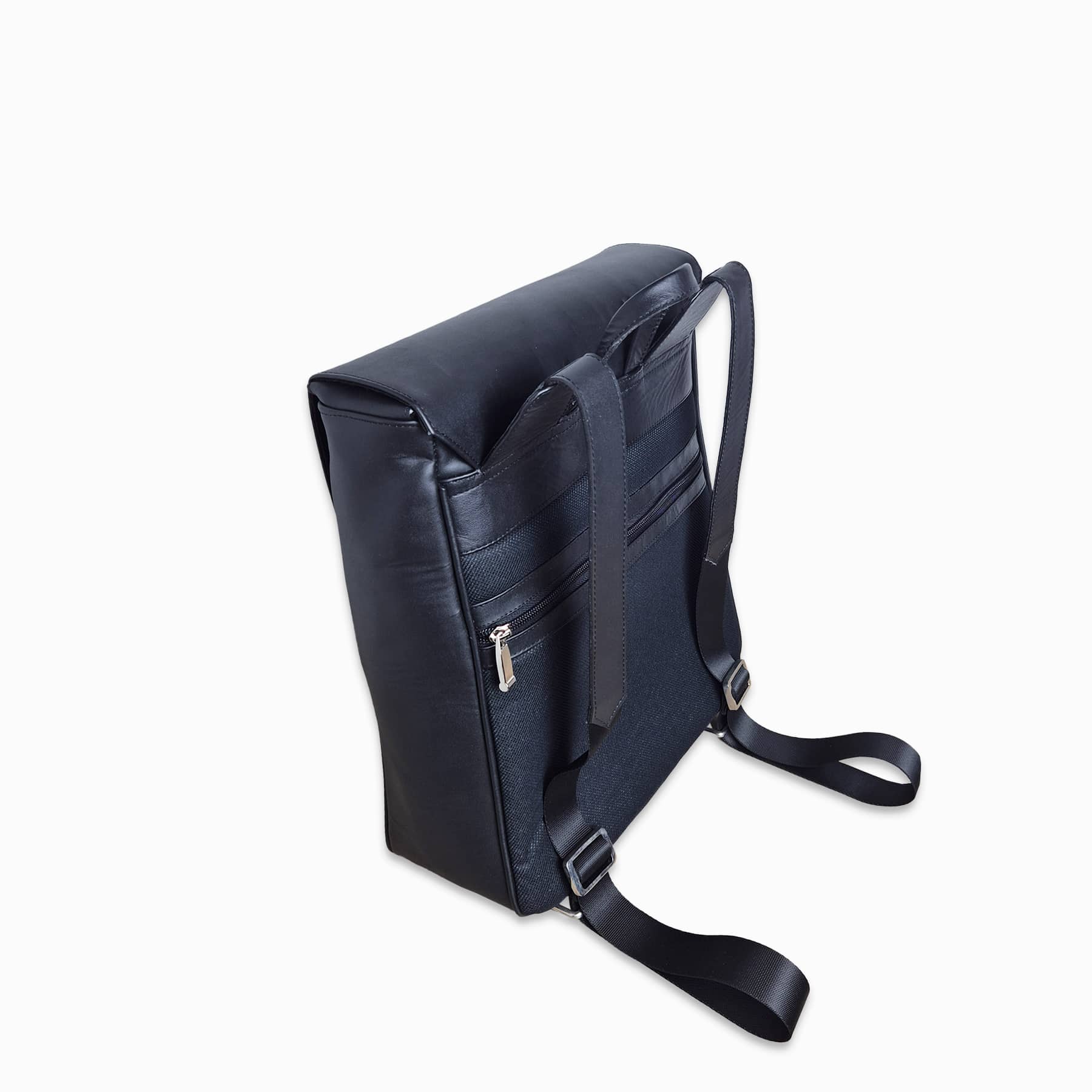 Black Leather Elite Laptop Backpack – Handmade Work Backpack with Pockets, Luxury Leather Bag
