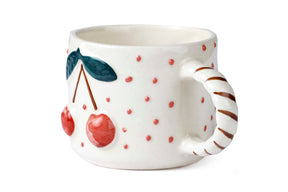 Cherry Pop Ceramic Mug - Red , 3 x 4 Inches - Set of 4