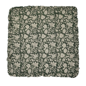 Classic Indian Block Print Pure Linen Frill Napkins Set of 4 - Manikarnika